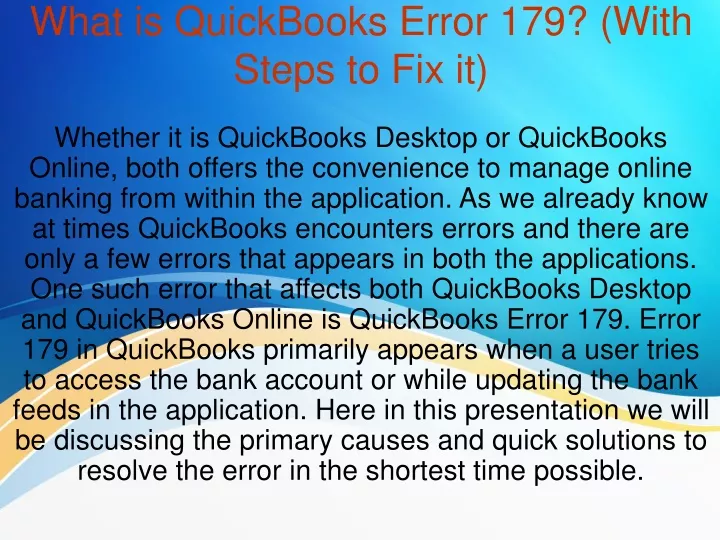 PPT What Is QuickBooks Error 179 With Steps To Fix It PowerPoint