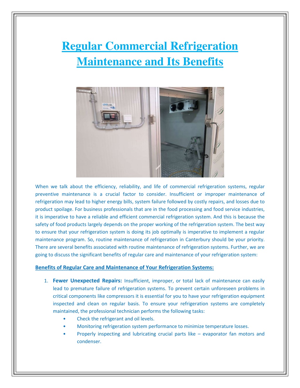 PPT Regular Commercial Refrigeration Maintenance And Its Benefits