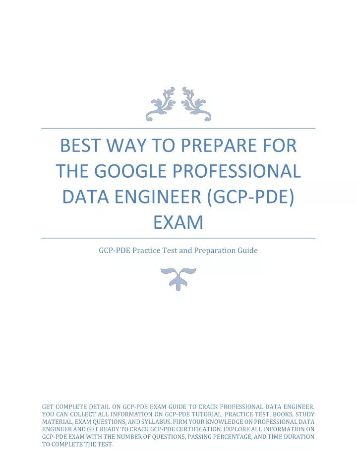 Ppt Best Way To Prepare For The Google Professional Data Engineer