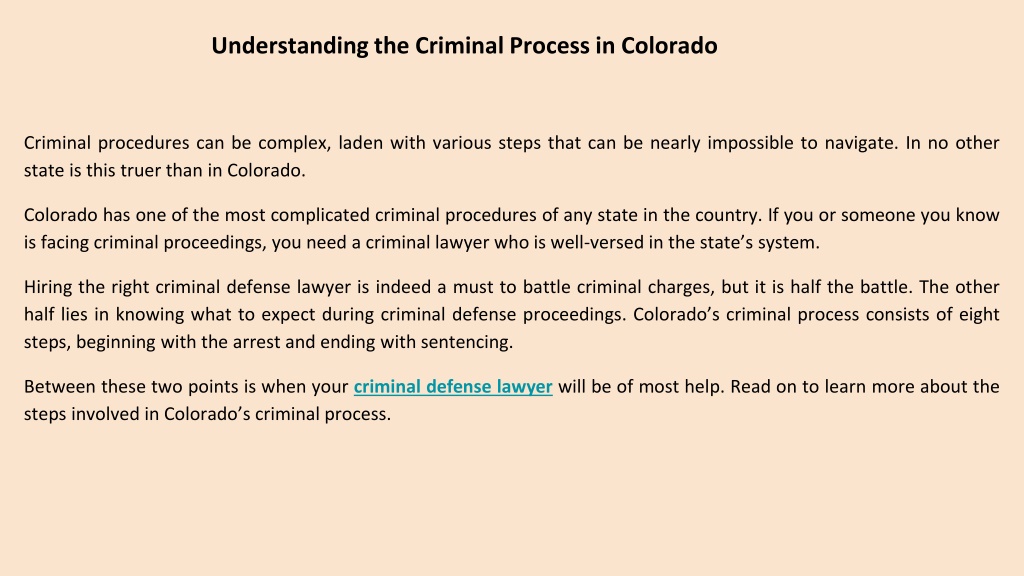 Ppt Understanding The Criminal Process In Colorado Pisani Law