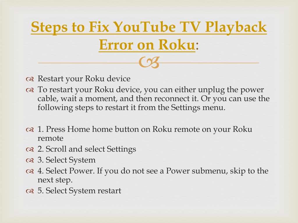 Ppt How To Fix Youtube Tv Playback Error On Roku Powerpoint