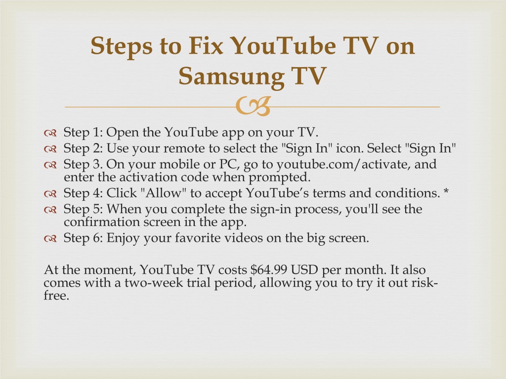 Ppt Fix Youtube Tv Not Working On Samsung Smart Tv Powerpoint