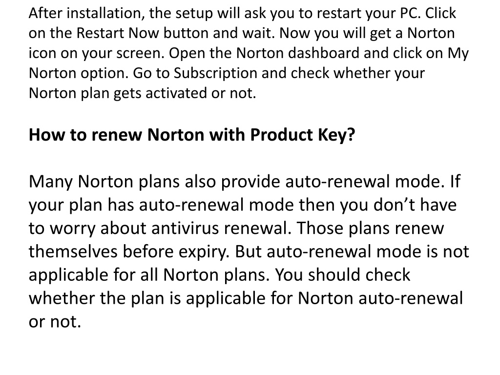 PPT How To Renew Norton With Product Key PowerPoint Presentation