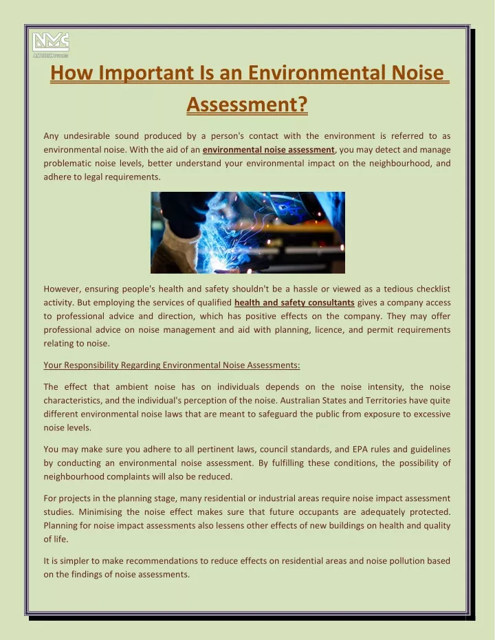 Ppt How Important Is An Environmental Noise Assessment Powerpoint