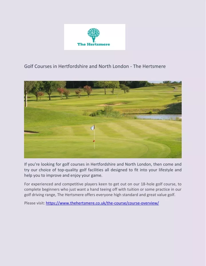 Ppt Golf Courses In Hertfordshire And North London The Hertsmere