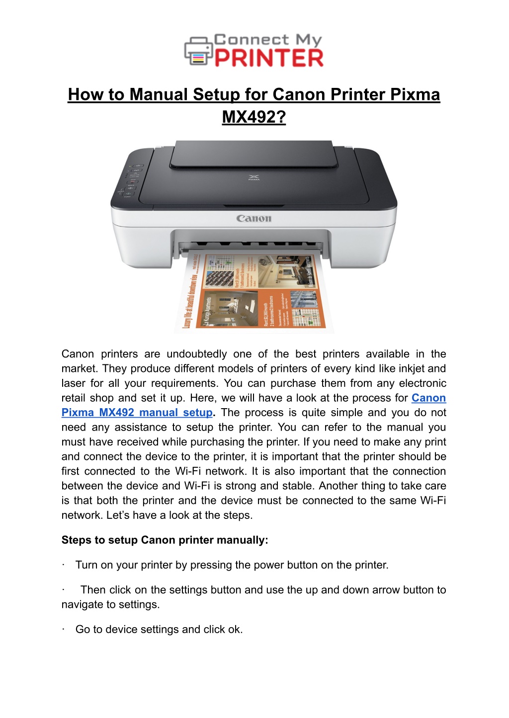 PPT How To Manual Setup For Canon Printer Pixma MX492 PowerPoint