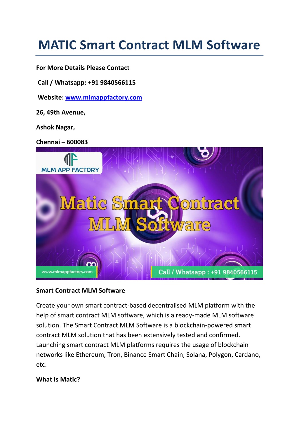 Ppt Matic Smart Contract Mlm Software Powerpoint Presentation Free