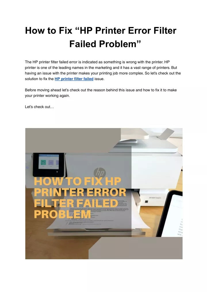 Ppt How To Fix Hp Printer Error Filter Failed Problem Powerpoint