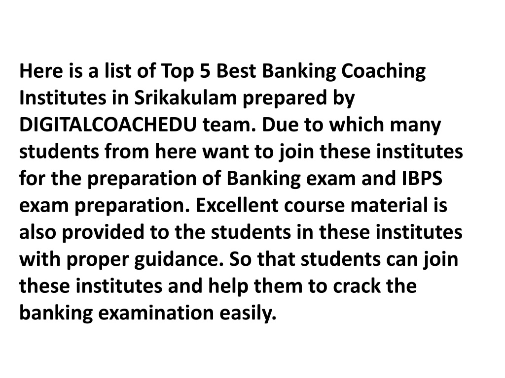 PPT Top 5 Best Banking Coaching In Srikakulam PowerPoint Presentation