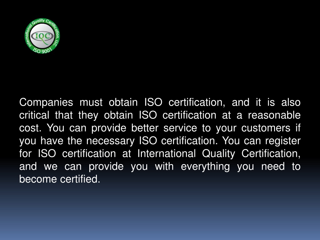 Ppt Iso Registration Service International Quality