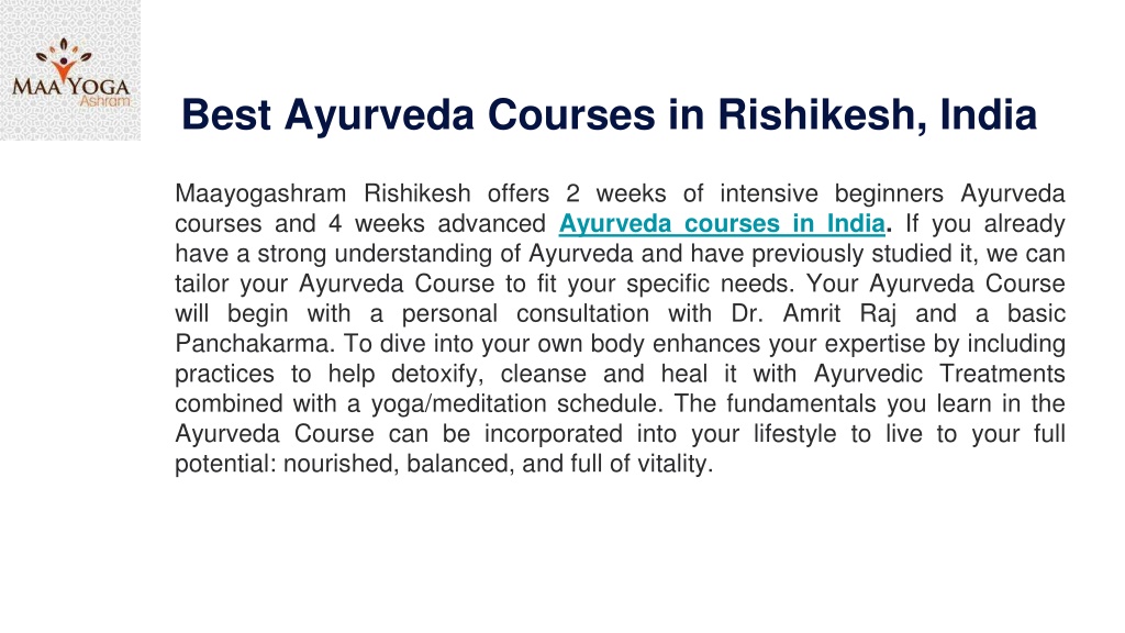 PPT Effective Ayurveda Courses In Rishikesh India PowerPoint