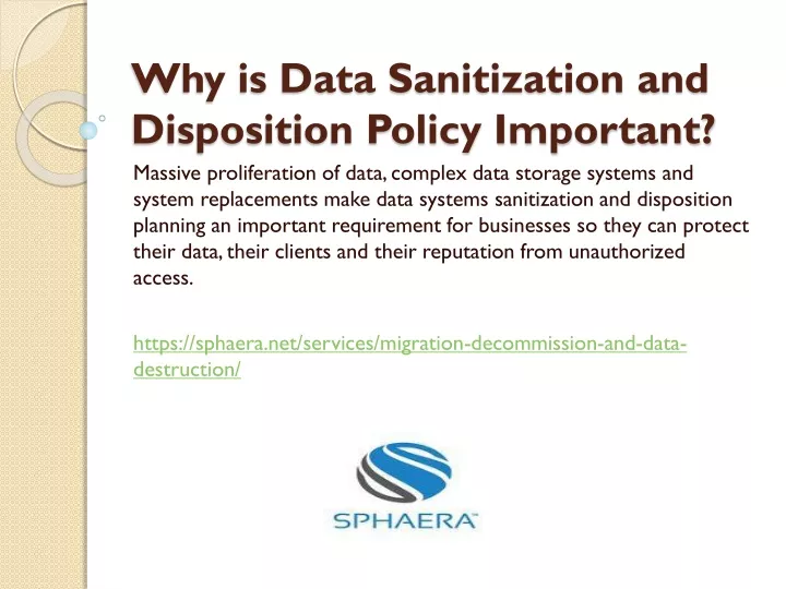 PPT Why Is Data Sanitization And Disposition Policy Important