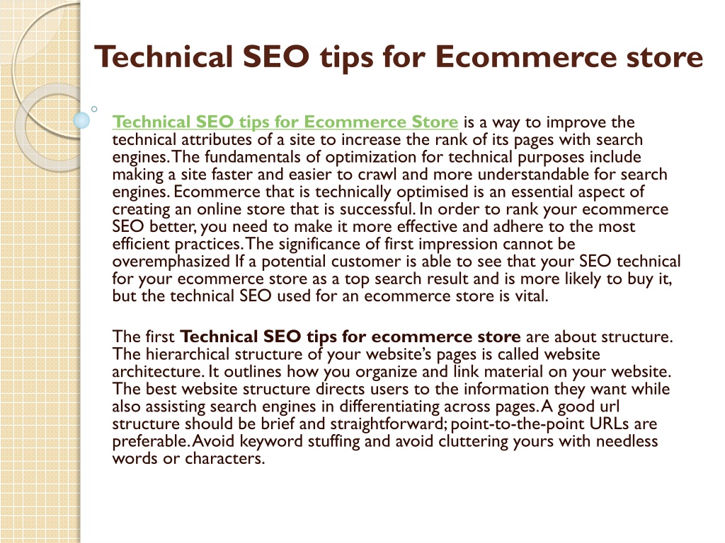 Ppt Technical Seo Tips For Ecommerce Store Powerpoint Presentation