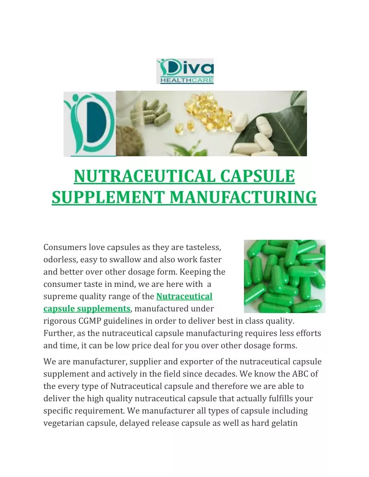 Ppt Nutraceutical Capsule Supplement Powerpoint Presentation Free