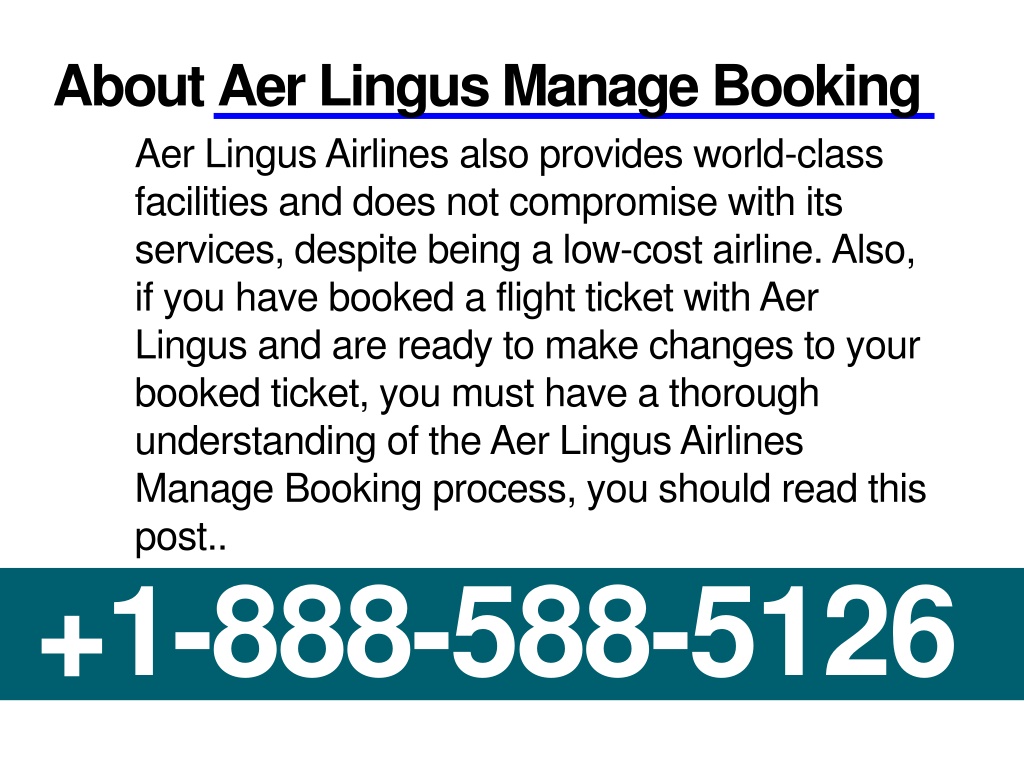 PPT Aer Lingus Airlines Manage Booking How To Manage Flight Online