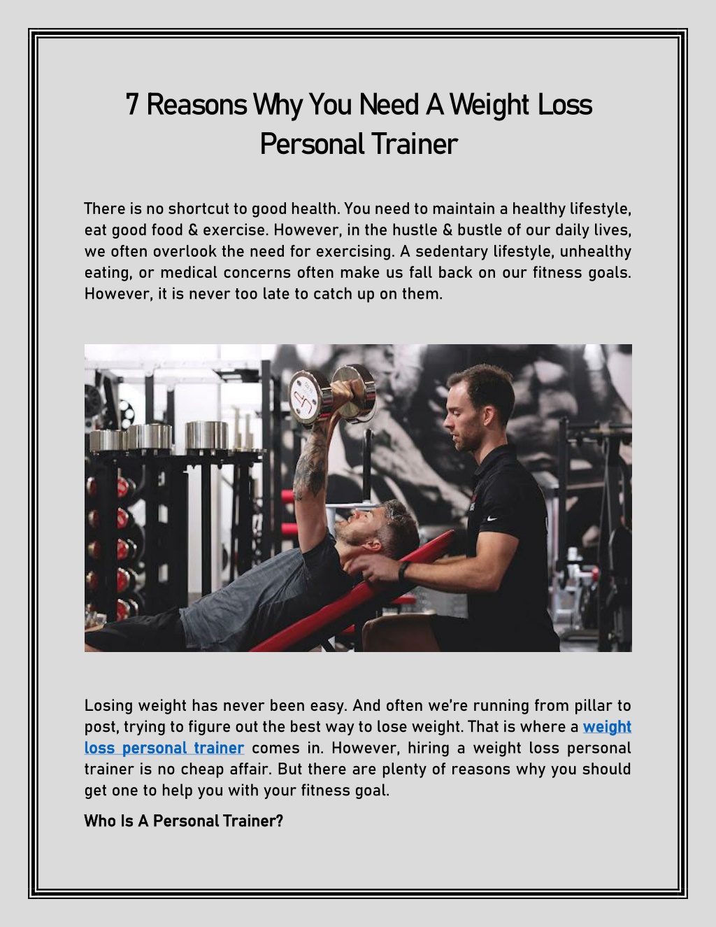 PPT 7 Reasons Why You Need A Weight Loss Personal Trainer PowerPoint