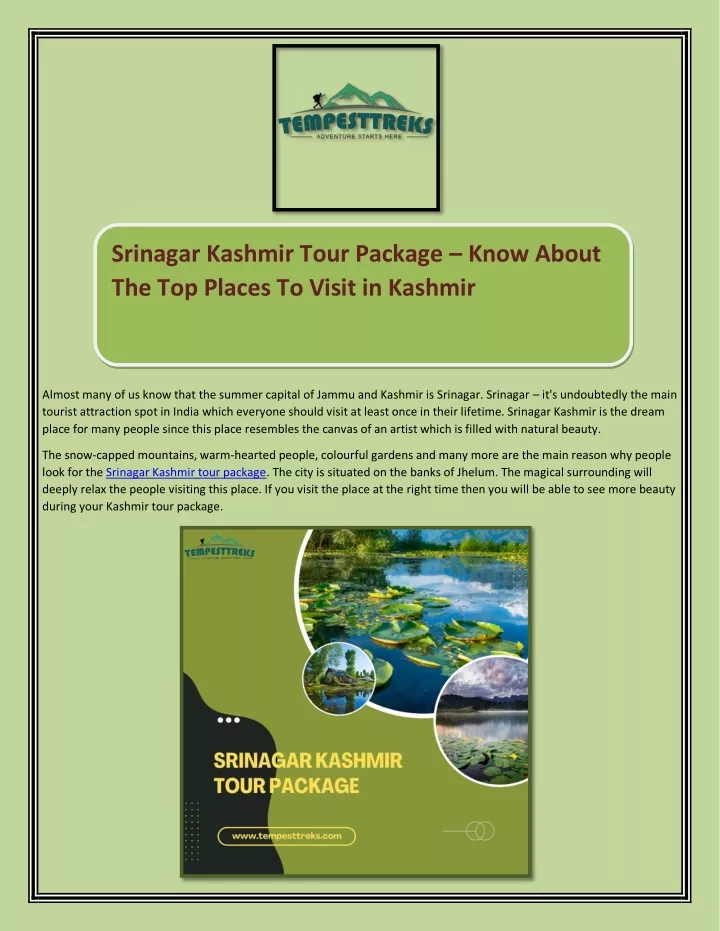 Ppt Srinagar Kashmir Tour Package Know About The Top Places To