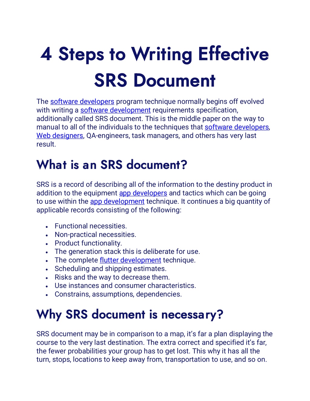 PPT 4 Steps To Writing Effective SRS Document PowerPoint Presentation