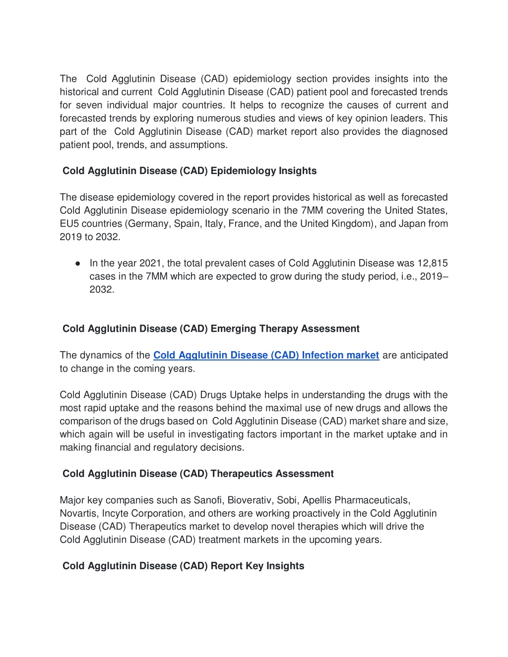 PPT Cold Agglutinin Disease CAD Market PowerPoint Presentation