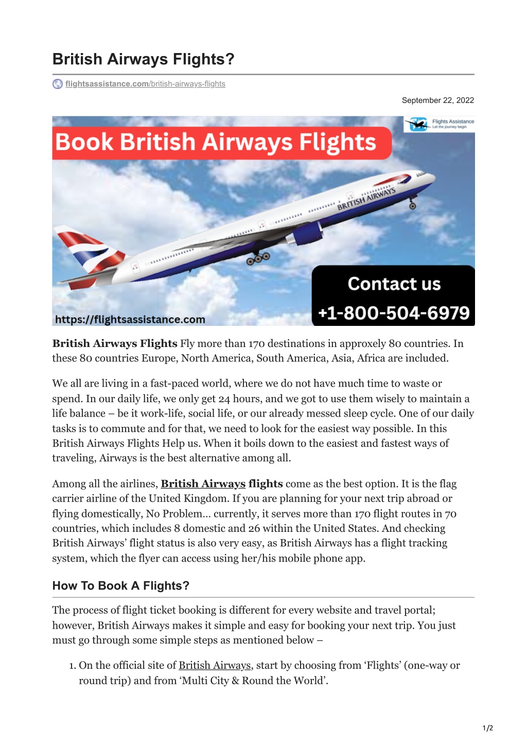 PPT Flightsassistance British Airways Flights PowerPoint