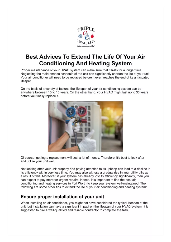 Ppt Best Advices To Extend The Life Of Your Air Conditioning And