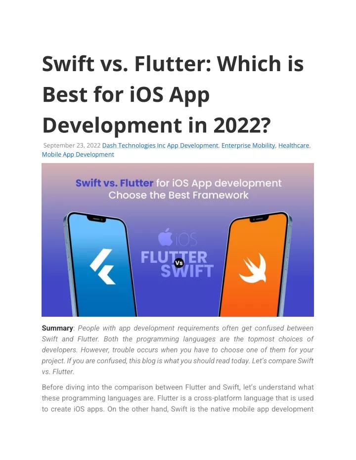 Ppt Swift Vs Flutter Which Is Best For Ios App Development In