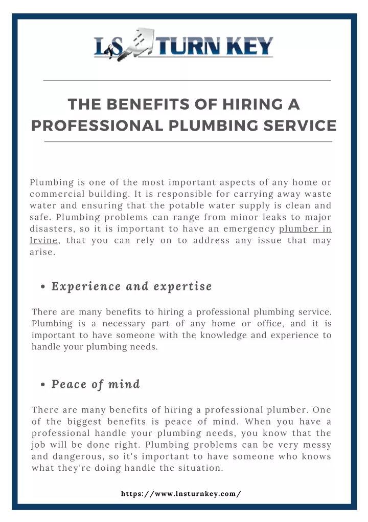 PPT The Benefits Of Hiring A Professional Plumbing Service PowerPoint