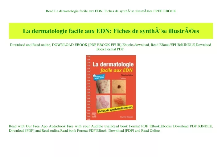 Ppt Read La Dermatologie Facile Aux Edn Fiches De Synth Se