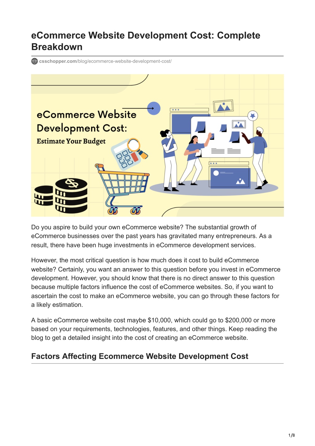 PPT ECommerce Website Development Cost PowerPoint Presentation Free