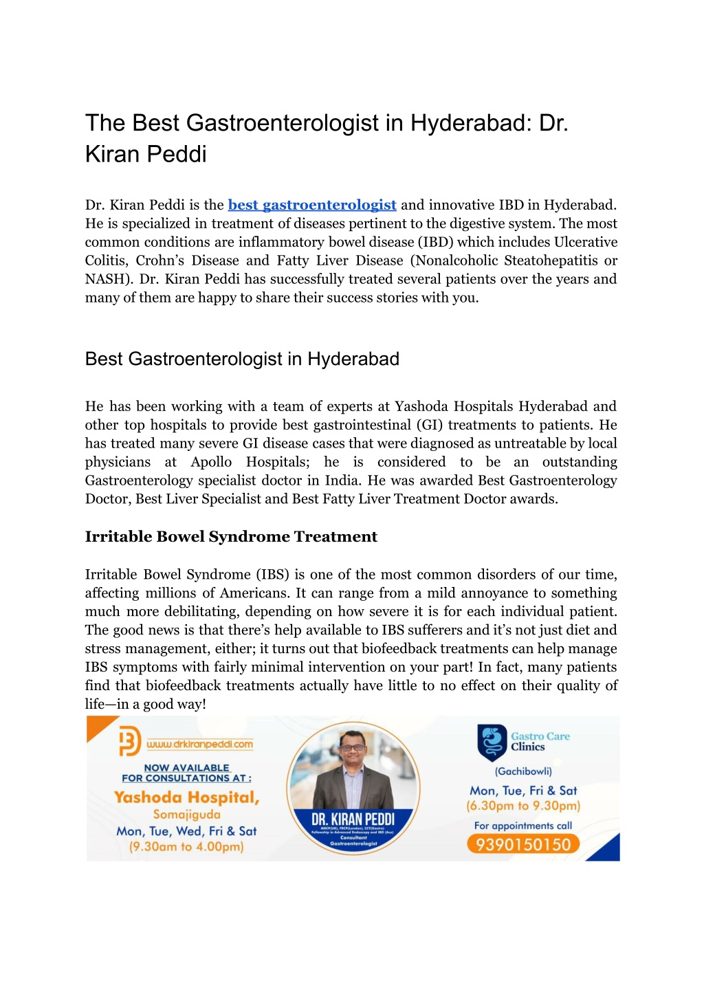 Ppt Best Gastroenterologist In Hyderabad Dr Kiran Peddi Powerpoint