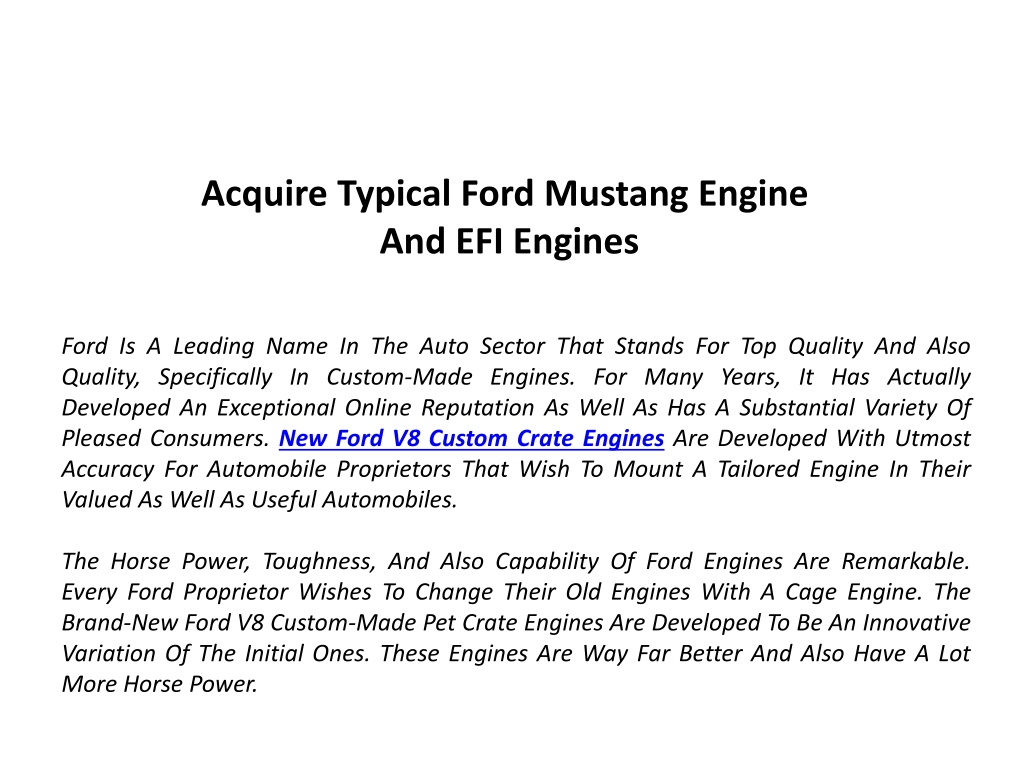 Ppt Unique New Ford V Custom Crate Engines Powerpoint