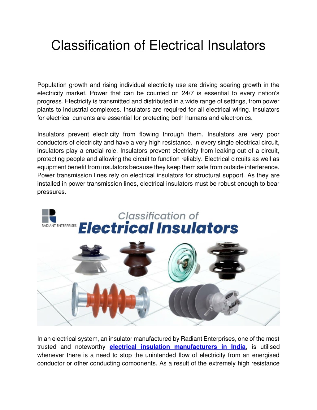 PPT Classification Of Electrical Insulators PowerPoint Presentation