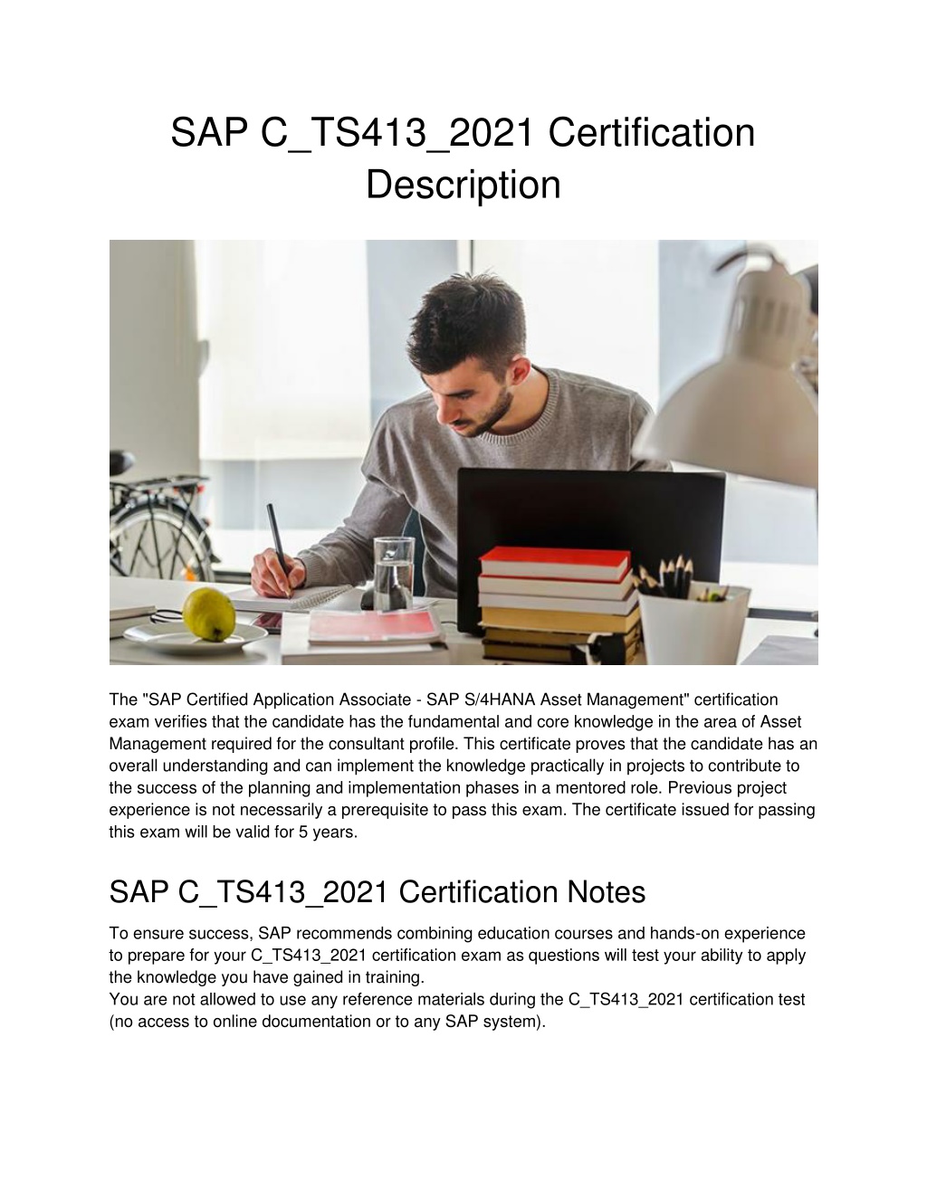 Ppt Sap C Ts Certification Description Powerpoint