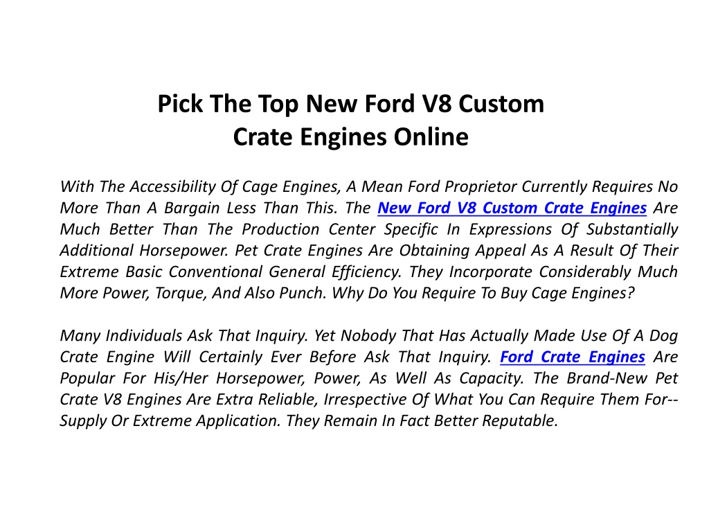 PPT Look For All New Ford V8 Custom Crate Engines Online PowerPoint