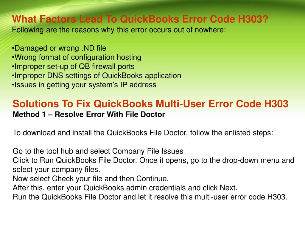 Ppt Quickbooks Error H Quick Solutions To Fix Powerpoint