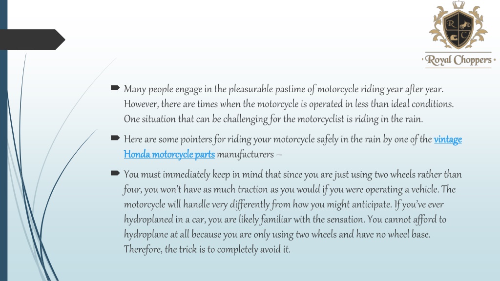 PPT This Is How You Should Ride Motorcycle In The Rain PowerPoint