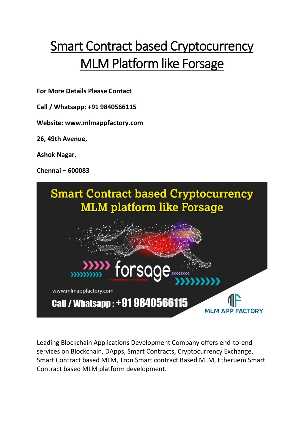 Ppt Smart Contract Based Cryptocurrency Mlm Platform Like Forsage