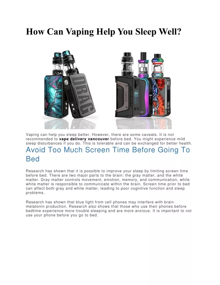 Ppt How Can Vaping Help You Sleep Well Powerpoint Presentation Free