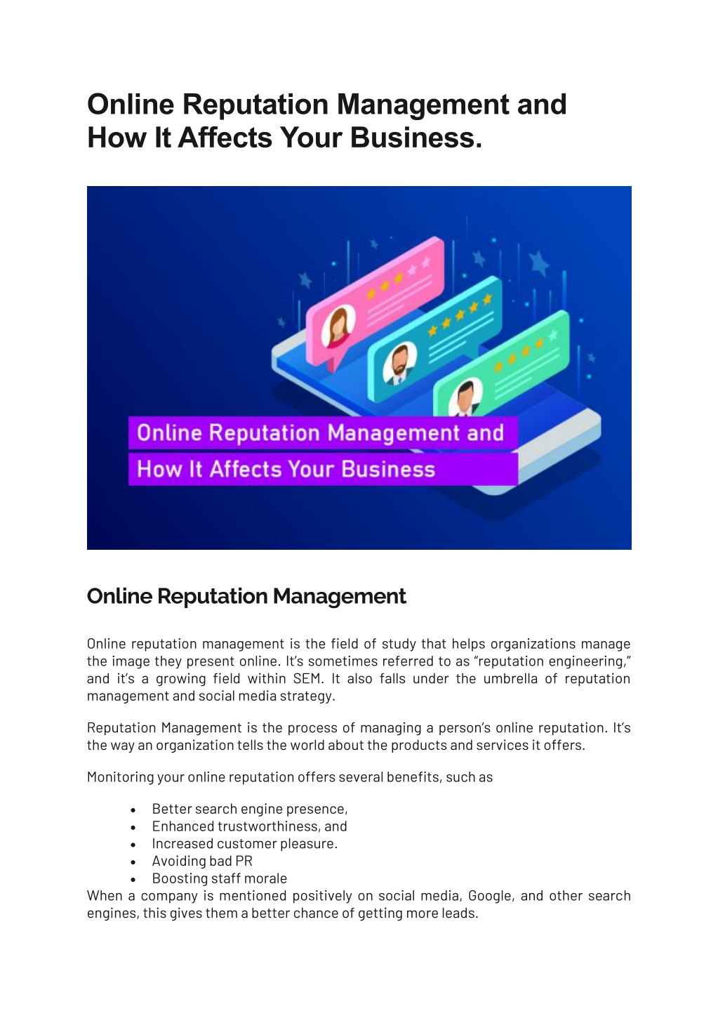 Ppt Online Reputation Management And How It Affects Your Business