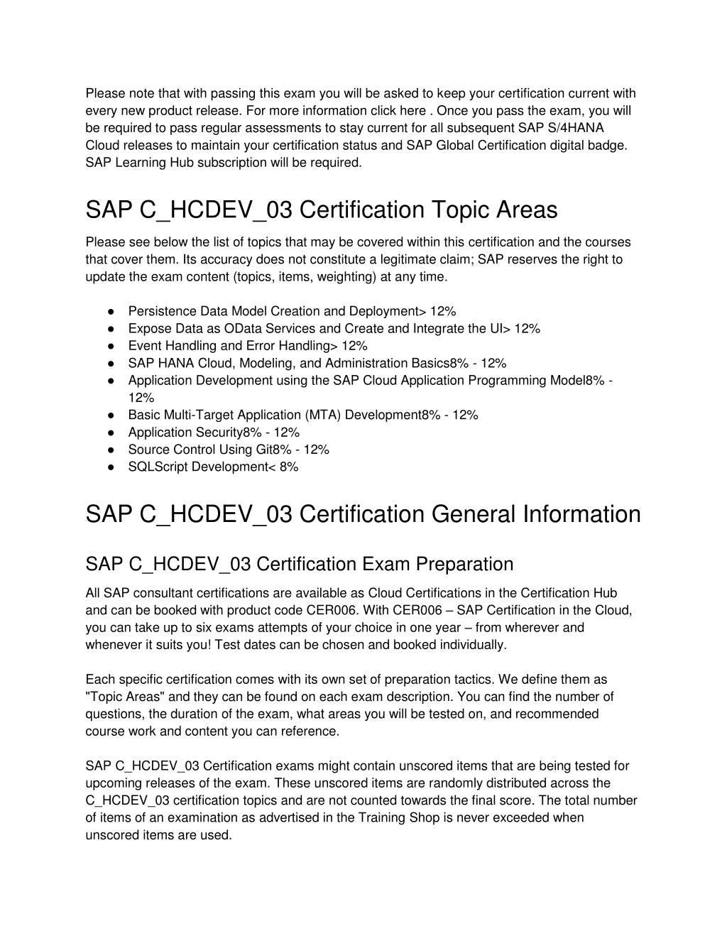 PPT SAP C HCDEV 03 Certification Description PowerPoint Presentation