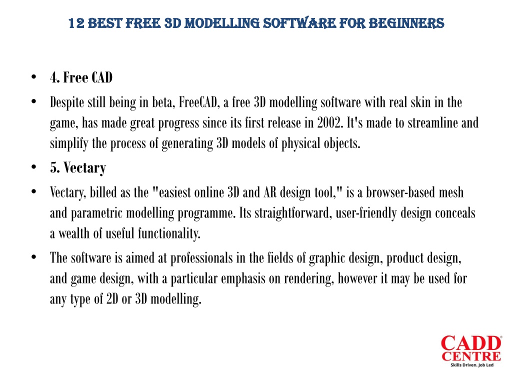 Ppt Best Free D Modelling Software For Beginners Powerpoint