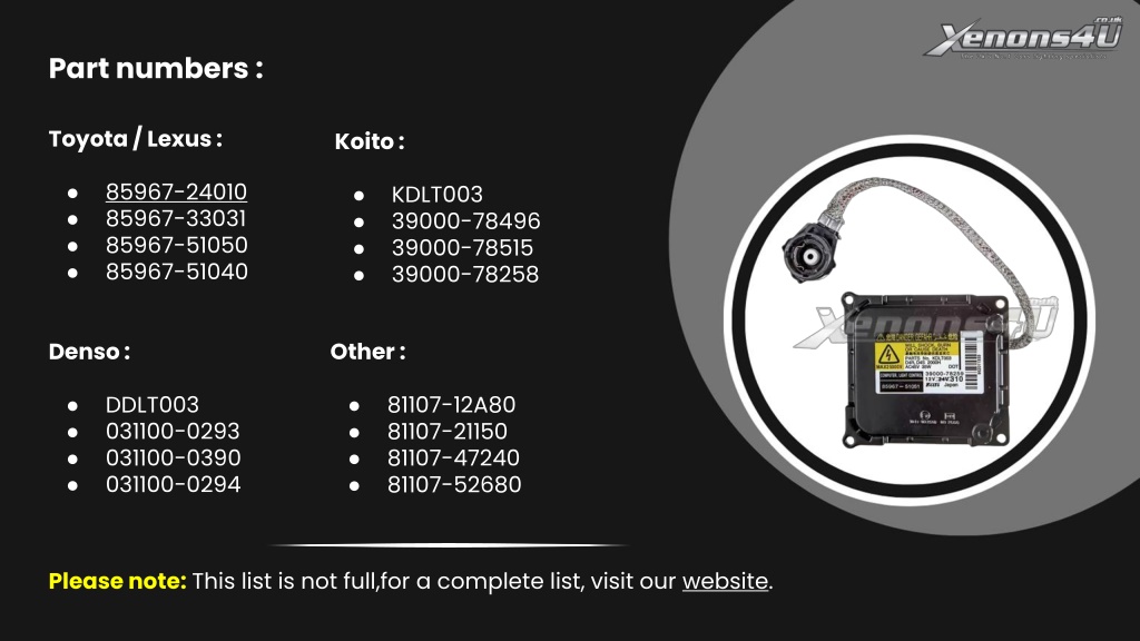 PPT Denso 031100 0561 Xenon Ballast PowerPoint Presentation Free