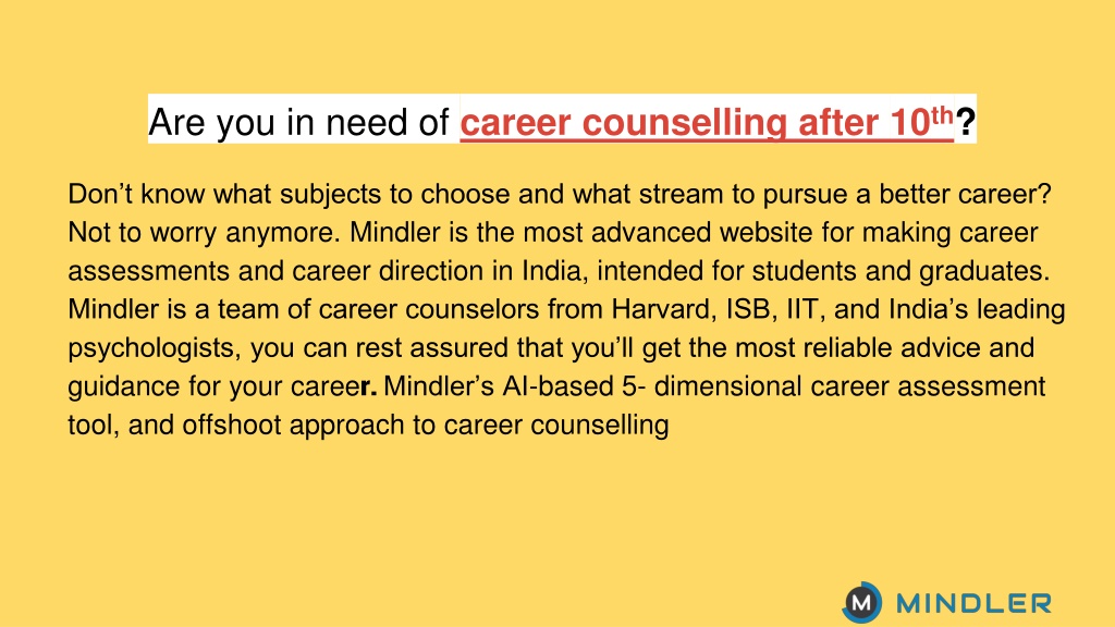 PPT Career Guidance After 10th Mindler PowerPoint Presentation