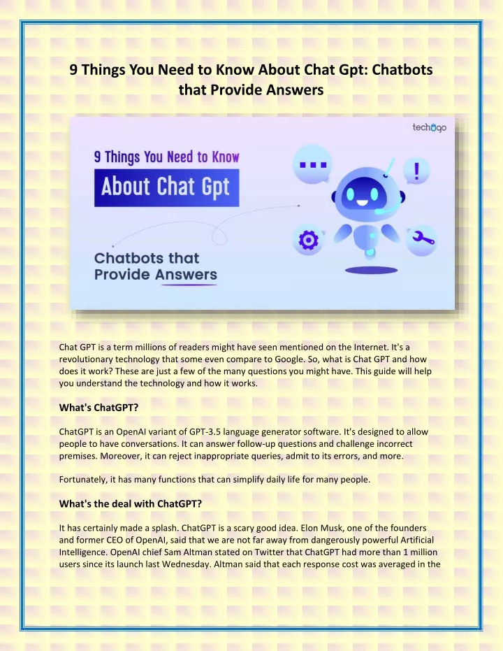 PPT 9 Things You Need To Know About Chat Gpt Chatbots That Provide