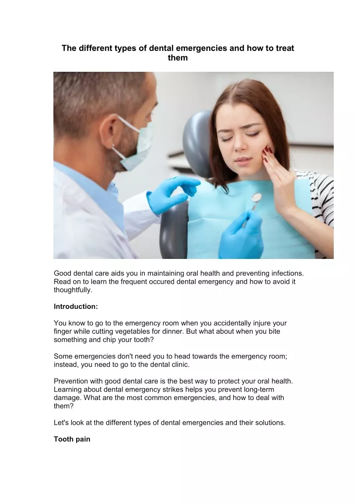 Ppt The Different Types Of Dental Emergencies And How To Treat Them