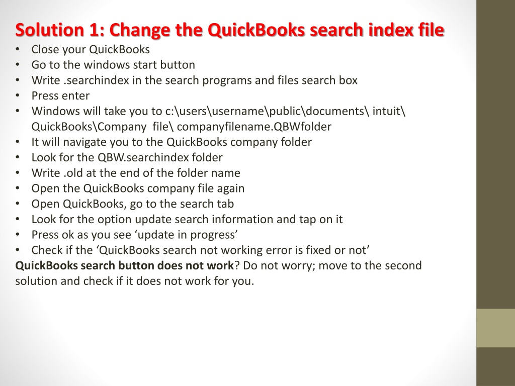 PPT Easy Solutions To Get Rid Of The QuickBooks Search Not Working