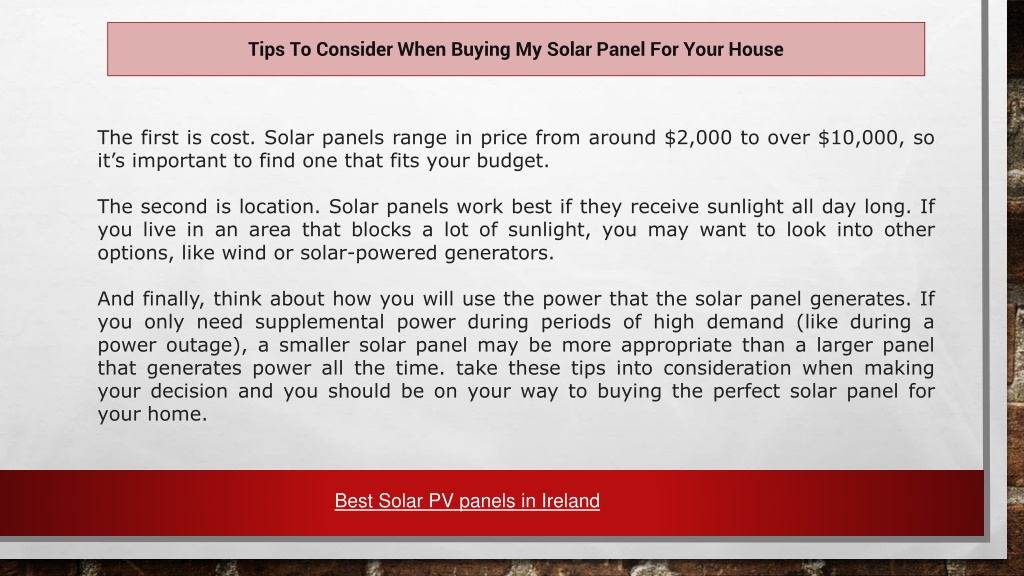 PPT Tips To Consider When Buying My Solar Panel For Your House