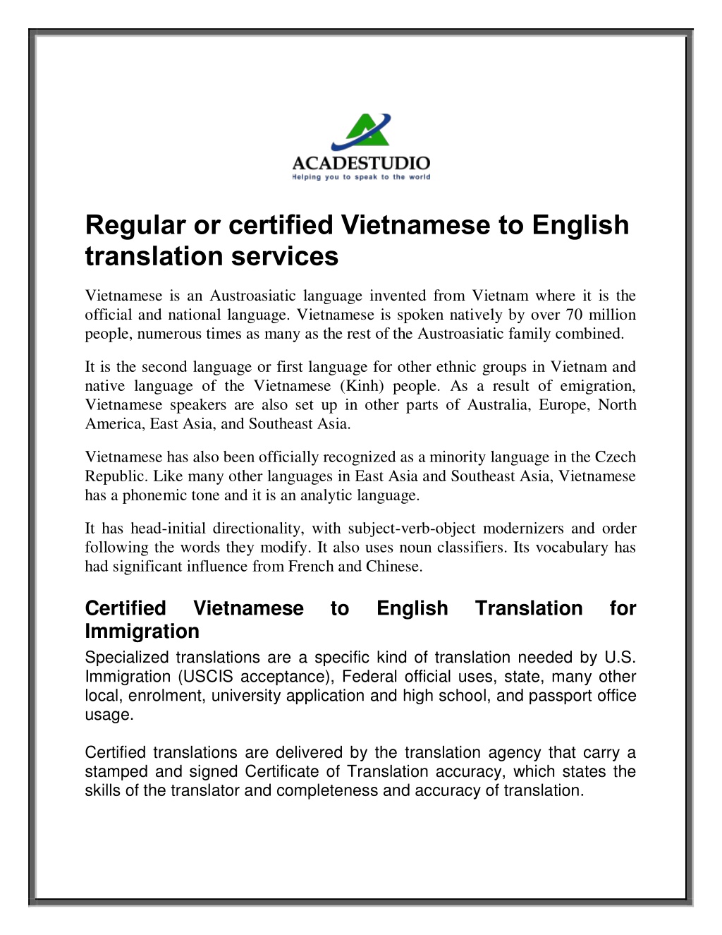 Ppt Regular Or Certified Vietnamese To English Translation Services