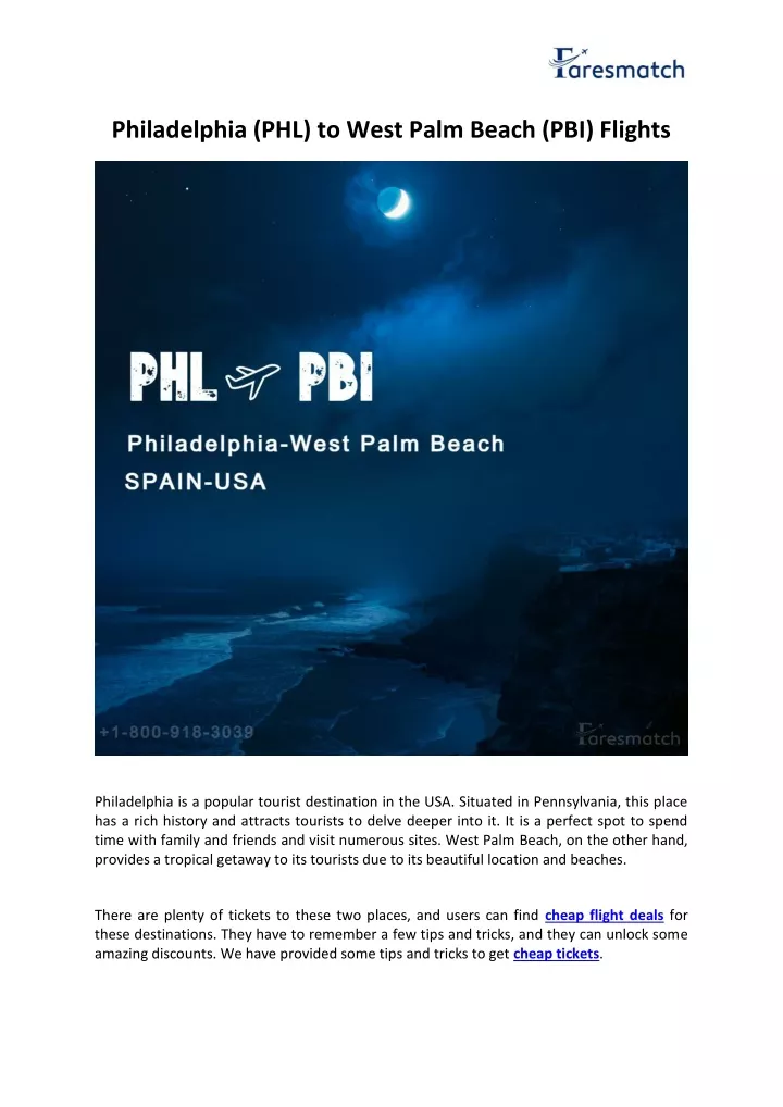 PPT Philadelphia PHL To West Palm Beach PBI Flights PowerPoint