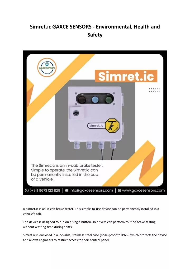 Ppt Simret Ic Gaxce Sensors Environmental Health And Safety